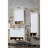 Balneom Banyo Karanfil Beyaz 80 cm Beyaz Banyo Dolabı+Ayna+Lavabo+Boy Dolabı