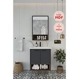 Balneom Banyo Karanfil Demonte 65 Cm Antrasit Lavabolu Banyo Dolabı Aynalı Üst Dolap