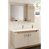 Balneom Banyo Selvi 80 Cm Demonte Banyo Dolabı Aynalı Dolaplı Üst Dolap Lavabo