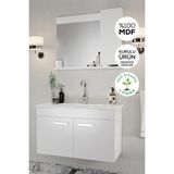 Balneom Defne 02 65 cm Üst Aynalı Lavabo Banyo Dolabı