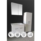 BALNEOM Defne 80 Cm %100 Mdf Banyo Dolabı Aynalı Dolaplı Üst Dolap Lavabo Boy Dolabı