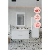 Balneom Erguvan 100 cm Gümüş Kulp Beyaz Ayna Lavabo Banyo Boy Dolabı