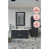 Balneom Erguvan Ant Demonte 100 Cm Banyo Dolabı Ayna Lavabo Boy Dolabı Çok Renkli