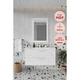 Balneom Erguvan Beyaz Demonte 100 Cm Banyo Dolabı Ayna Lavabo Çok Renkli
