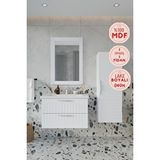 Balneom Erguvan Beyaz Demonte 80 Cm Banyo Dolabı Ayna Lavabo Boy Dolabı