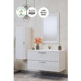 BALNEOM Erguvan Beyaz Gümüş Kulp Demonte Lavabolu Banyo Dolabı 100 Set