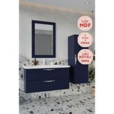 Balneom Erguvan Lacivert Demonte 100 Cm Banyo Dolabı Ayna Lavabo Boy Dolabı Çok Renkli
