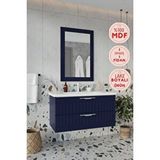 Balneom Erguvan Lacivert Demonte 100 Cm Banyo Dolabı Ayna Lavabo Çok Renkli