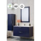Balneom Erguvan Lacivert Demonte 100 Cm Lavabolu Banyo Dolabı Ayna Alt Dolap Lavabo Boy Dolabı