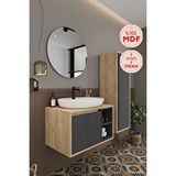 Balneom Gül 70 Cm Banyo Dolabı Ayna Lavabo Boy Dolabı Antrasit