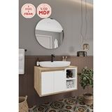 Balneom Gül 70 cm Beyaz Aynalı Lavabo Banyo Dolabı