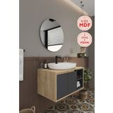 BALNEOM Gül 80 Cm %100 Mdf Lavabolu Banyo Dolabı Ayna Alt Dolap Lavabo