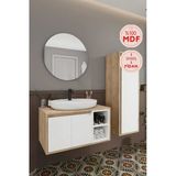 Balneom Gül 80 cm Beyaz Aynalı Lavabo Banyo Dolabı
