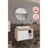 Balneom Gül Beyaz 70 Cm %100 Mdf Lavabolu Banyo Dolabı Ayna Lavabo