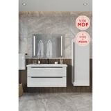 Balneom Kadife Beyaz Parlak Hıgh Gloss 100 cm Banyo ve Boy Dolabı