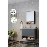 Balneom Karanfil 65 cm Antrasit Lavabolu Aynalı Üst Banyo Dolabı