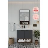 Balneom Karanfil 80 cm Antrasit Lavabolu Aynalı Üst Banyo Dolabı