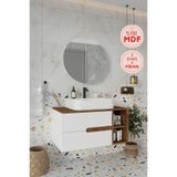 Balneom Koza 90 cm Beyaz Aynalı Üst Raf ve Lavabo Banyo Dolabı