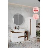Balneom Koza Beyaz 80 Cm %100 Mdf Banyo Dolabı Ayna Lavabo Boy Dolabı