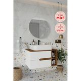 Balneom Koza Beyaz 80 Cm %100 Mdf Lavabolu Banyo Dolabı Ayna Lavabo