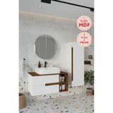 Balneom Koza Beyaz 90 cm Banyo Dolabı+Ayna+Lavabo+Boy Dolabı