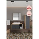 Balneom Lale 100 cm Lavabolu Banyo Dolabı + Aynalı Dolap + Boy Dolabı