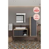 Balneom Lale 80 cm Lavabolu Banyo Dolabı + Aynalı Dolap+ Boy Dolabı