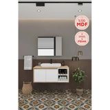 Balneom Lale Beyaz 100 cm Lavabolu Banyo Dolabı + Aynalı Dolap