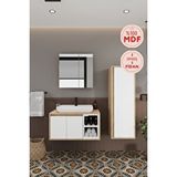 Balneom Lale Beyaz 80 cm Lavabolu Banyo Dolabı + Aynalı Dolap+ Boy Dolabı