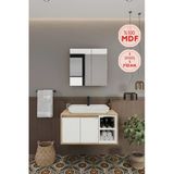 Balneom Lale Beyaz 80 cm Lavabolu Banyo Dolabı + Aynalı Dolap