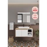 Balneom Lale Beyaz 90 cm Lavabolu Banyo Dolabı + Aynalı Dolap
