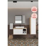Balneom Lale Beyaz 90 cm Lavabolu Banyo Dolabı + Boy Dolabı