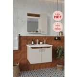 Balneom Selvi 65 Cm %100 Mdf Lavabolu Banyo Dolabı Aynalı Dolaplı Üst Dolap Lavabo