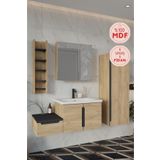 Balneom Zakkum 100 Cm %100 Mdf Lavabolu Banyo Dolabı Dolaplı Aynalı Üst Dolap Boy Dolabı Havluluk