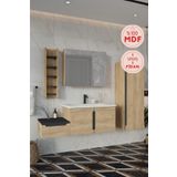 Balneom Zakkum 120 Cm %100 Mdf Lavabolu Banyo Dolabı Dolaplı Aynalı Üst Dolap Boy Dolabı Havluluk