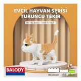 Balody Evcil Hayvan Serisi – Turuncu Tekir Kedi (BL16037) – Mikro Blok Yapı Oyuncakları Seti (Krem)