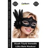 #BaloMaskesi Siyah Tüylü Venedik Lüks Parti Kostüm Aksesuarı Gösterişli Şıklık Balo Maskesi