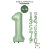 BALOMİS 1 Yaş Rakam Folyo Balon Retro Yeşil Helyum Uyumlu Doğum Günü Süsü