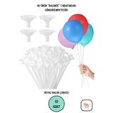 BALOMİS 10 Adet Beyaz Balon Çubuğu El Tutmalı Balon Sapı