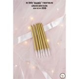BALOMİS 6 Adet İnce Gold Pasta Mumu 10 cm Doğum Günü Pasta Süsü