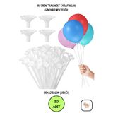 BALOMİS Balon Çubuğu Beyaz El Tutmalı Balon Taşıyıcı Sap