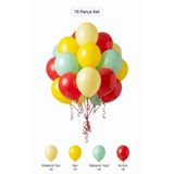 BALOMİS Karnaval Temalı Balon Seti Makaron Sarı Kırmızı 15 Adet Çocuk Doğum Günü Parti Dekorasyonu