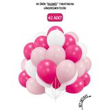 BALOMİS Pembe Fuşya Beyaz Tonlarda 11 İnç Balon Seti Parti Süsleme