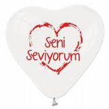 BALON 10'LU ŞEFFAF KALP SENİ SEVİYORUM KIRMIZI BASKILI