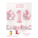 BALON DİYARI 1 Yaş Pembe Doğum Günü Balon Seti 78cm balon bandı rafyası dahil