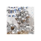 BALON DİYARI 10 adet Gümüş Sedefli Metalik Şeffaf Balon Premium 2 Paket Balon Pulu
