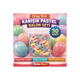 BALON DİYARI 12 inç 14-A Karışık Pastel Balon 100’lü | Parti Doğum Günü Süsleme Balonu