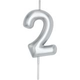 BALON DİYARI 2 Yaş Gümüş Rakam pasta mumu doğum günü yaş mum 9cm