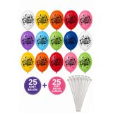 BALON DİYARI 25 Adet okula hoşgeldin balon ve balon cubuğu isim yazılabilir Büyük boy