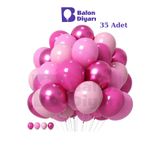 BALON DİYARI 35 Parça Pembe Balon Seti Pembe Balonlar, Doğum Günü, Bebek Partisi, Pembe Temalı Süslemeler İçin